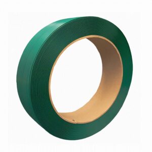 Fleje de poliéster verde grafilado reciclado de 12,5mm x 0,65 mm y 406 mm de Ø